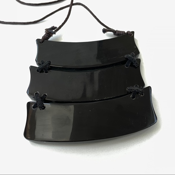 MooMoo Designs 3 Tier Black Ox Horn Necklace - Picture 11 of 15